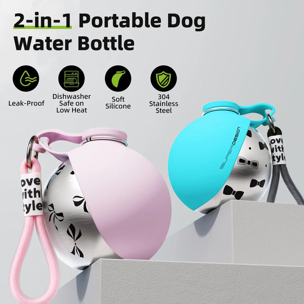 Gourde de voyage pour petit chien – anti-fuite et compacte