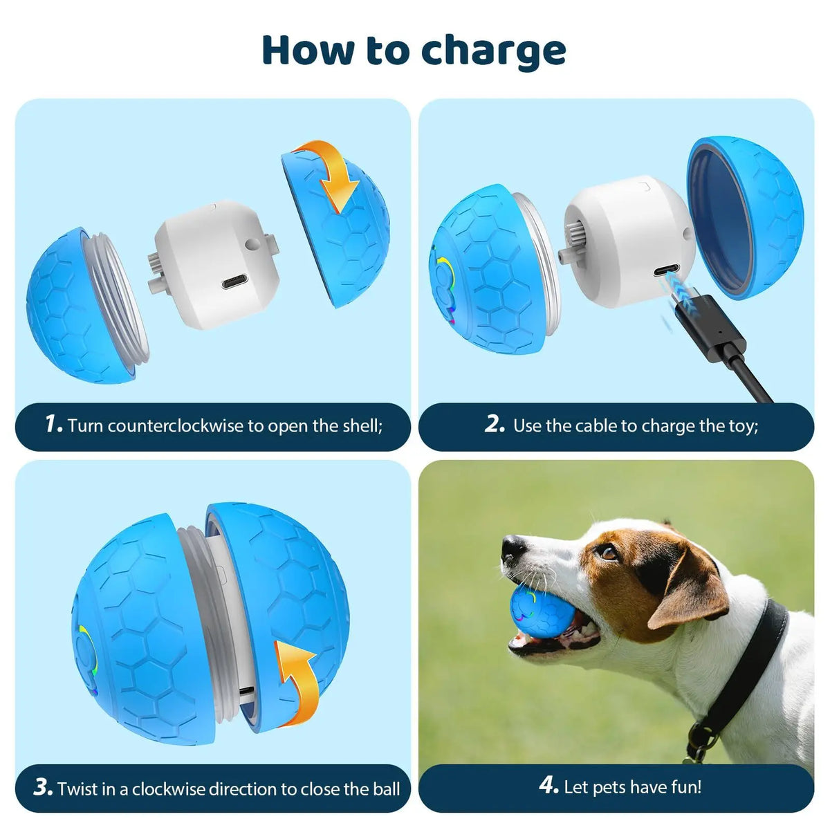 Balle rebondissante lumineuse pour chien – LED, étanche, rechargeable